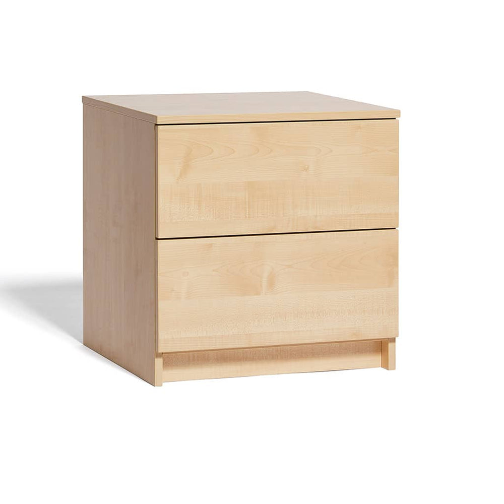Commode Akva 50 cm basse à deux tiroirs, placage clair