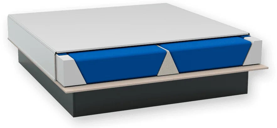 Rendu Akva Softside Dual : deux matelas séparés par la mousse centrale